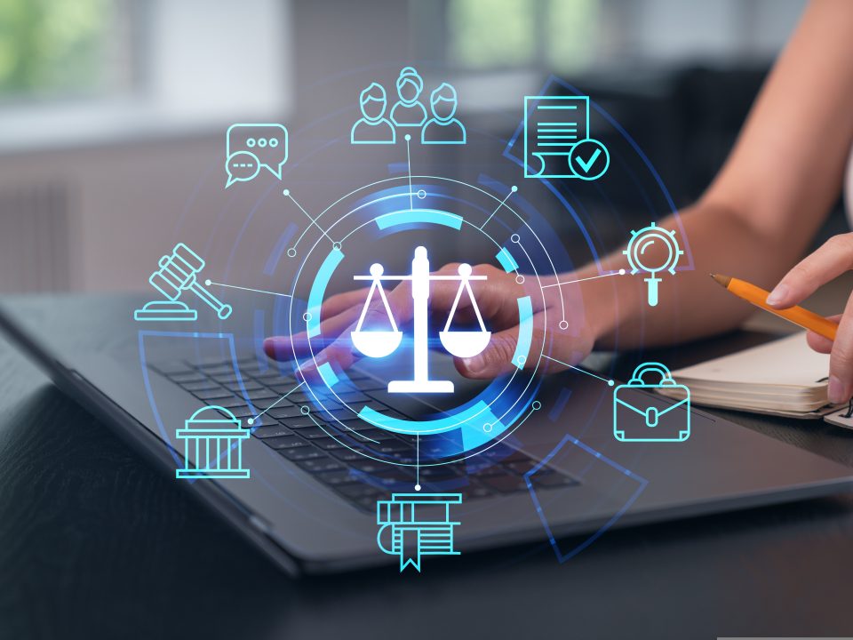 woman,typing,on,laptop,at,office,workplace,in,background.,concept